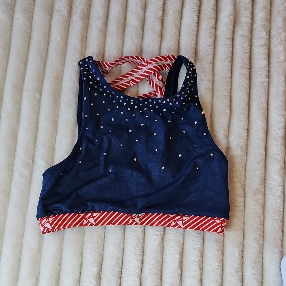 Rebel Athletic stylish Navy and Red Striped Crop Top